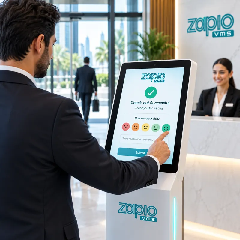 Pre-registered visitor checking in with a QR code