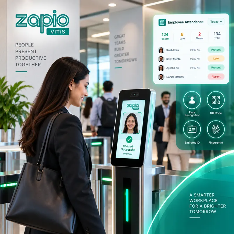 Visitor check-in with employee attendance panel